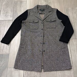 Liverpool Los Angeles Black Tan Coatigan with sweater sleeves Size Large